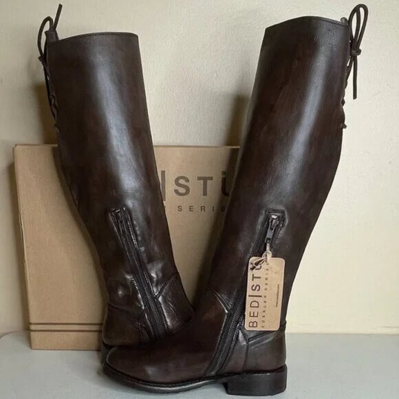 New BED STU Manchester Brown Leather Tall Riding Boots BedStu Size 6 - Picture 2 of 16